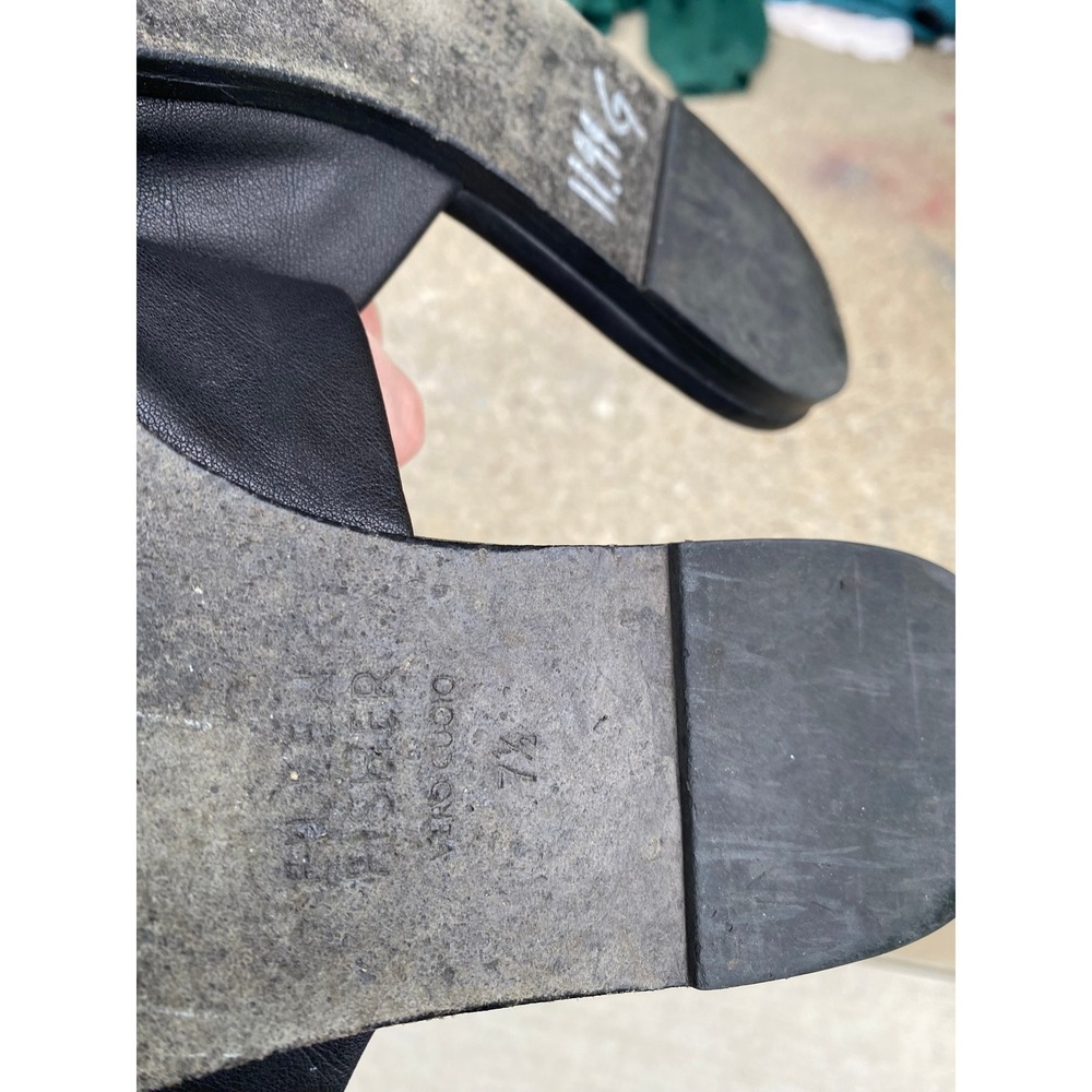 Eileen Fisher Leather Toe Loop Black Slide Sandals Shoes 7.5 Flat Minimalist - Picture 4 of 4